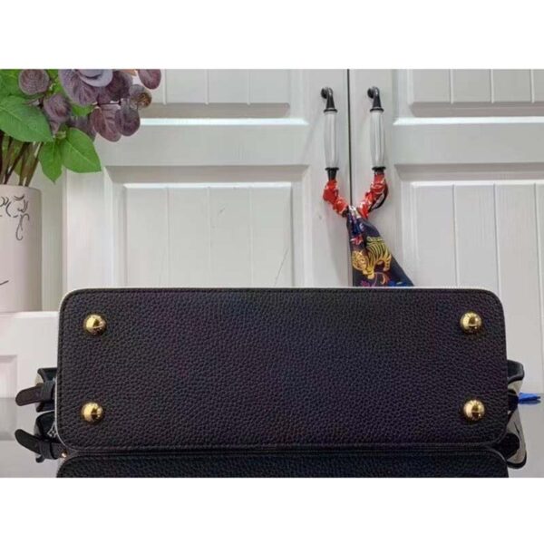 Louis Vuitton LV Women Capucines MM Handbag Black Taurillon Leather Canvas (8)