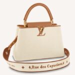 Louis Vuitton LV Dam Capucines MM Handväska Caramel Brown Taurillon Läder Canvas