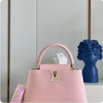 Louis Vuitton LV Women Capucines MM Handbag Pink Taurillon Leather Canvas – Image 2