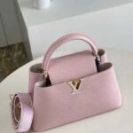 Louis Vuitton LV Women Capucines MM Handbag Pink Taurillon Leather Canvas – Image 3