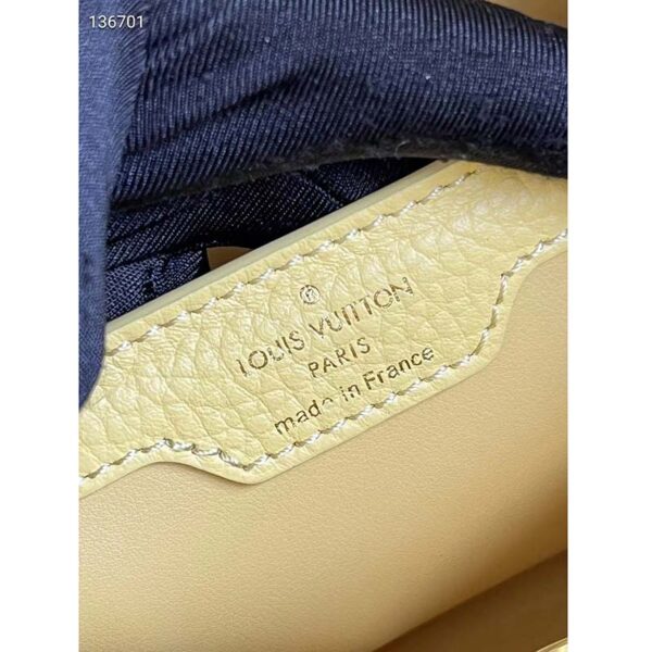 Louis Vuitton LV Women Capucines MM Handbag Yellow Beige Taurillon Leather Canvas (11)