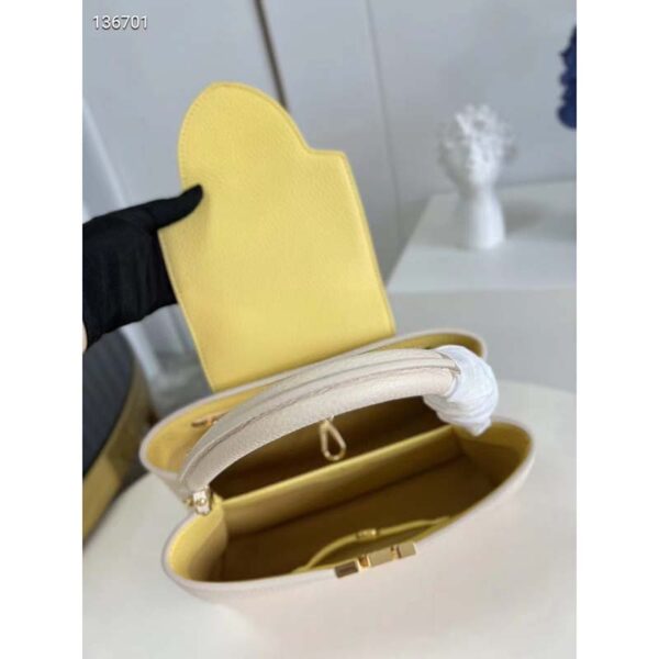 Louis Vuitton LV Women Capucines MM Handbag Yellow Beige Taurillon Leather Canvas (2)