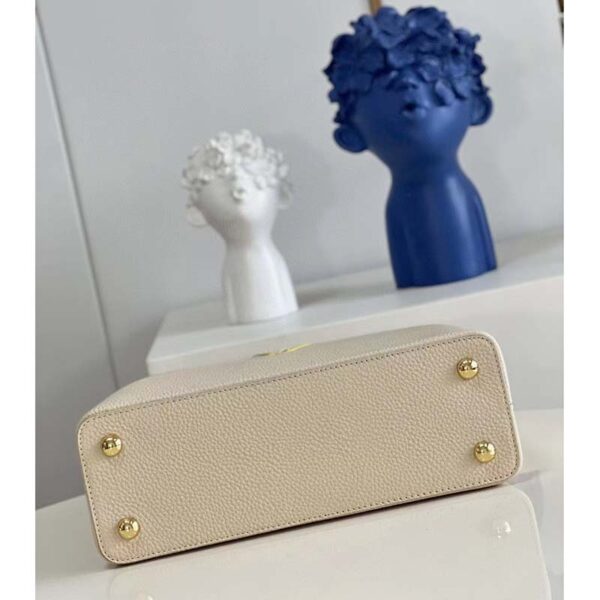 Louis Vuitton LV Women Capucines MM Handbag Yellow Beige Taurillon Leather Canvas (9)