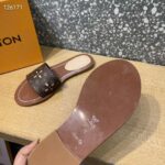 Louis Vuitton LV Women Lock It Flat Mule Gold Brown Perforated Monogram Canvas - Image 8