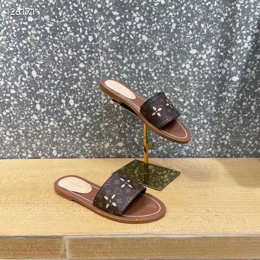 Louis Vuitton Lock It Flat Mule Cacao. Size 36.5