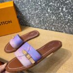 Louis Vuitton LV Women Lock It Flat Mule Rose Clair Pink Perforated Monogram Canvas - Image 6