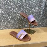 Louis Vuitton LV Women Lock It Flat Mule Rose Clair Pink Perforated Monogram Canvas - Image 7