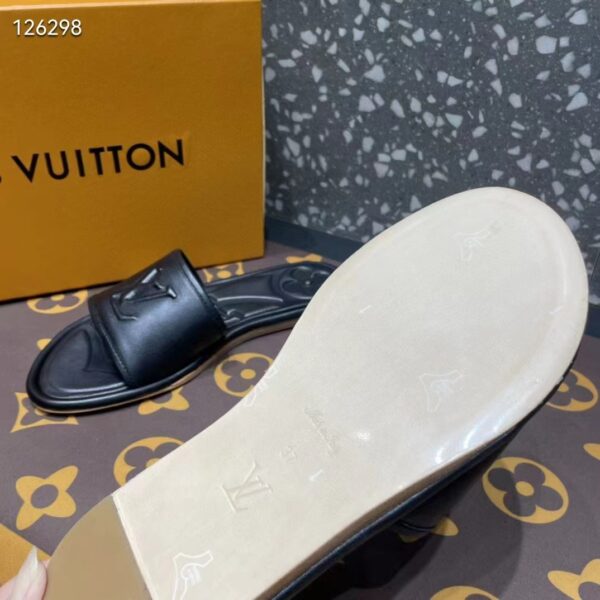 Louis Vuitton LV Women Magnetic Flat Mule Black Lambskin Leather Outsole (4)