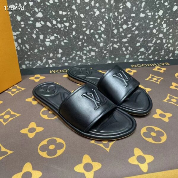 Louis Vuitton LV Women Magnetic Flat Mule Black Lambskin Leather Outsole (5)