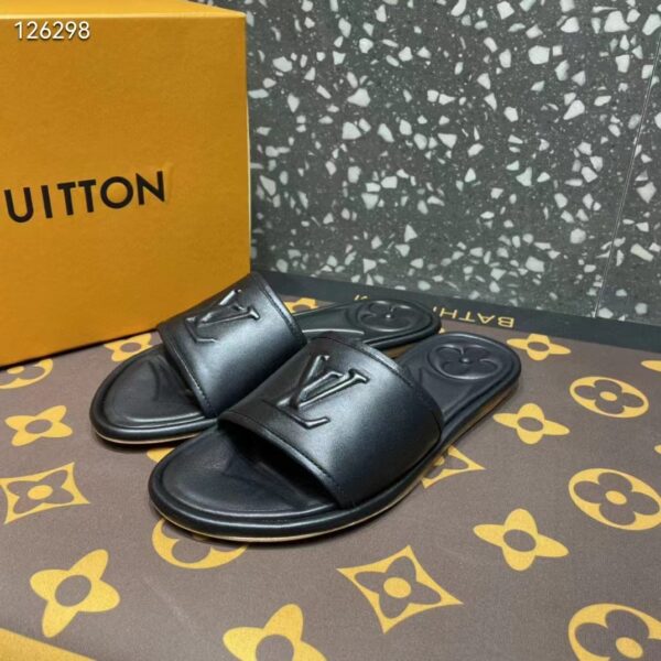 Louis Vuitton LV Women Magnetic Flat Mule Black Lambskin Leather Outsole (6)