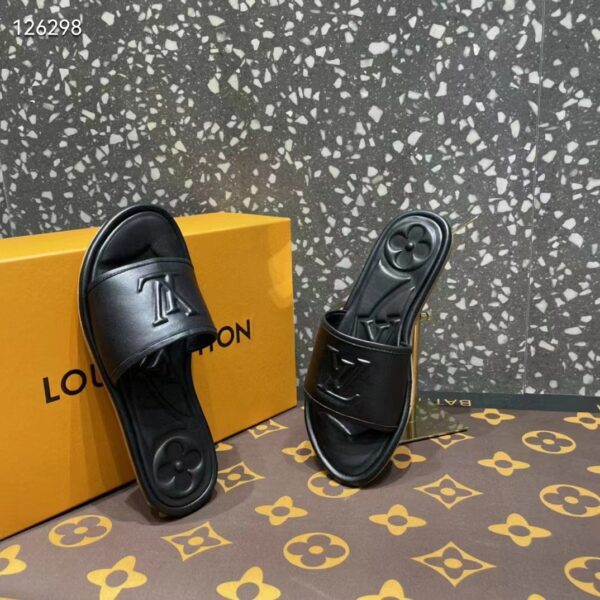 Louis Vuitton LV Women Magnetic Flat Mule Black Lambskin Leather Outsole (8)