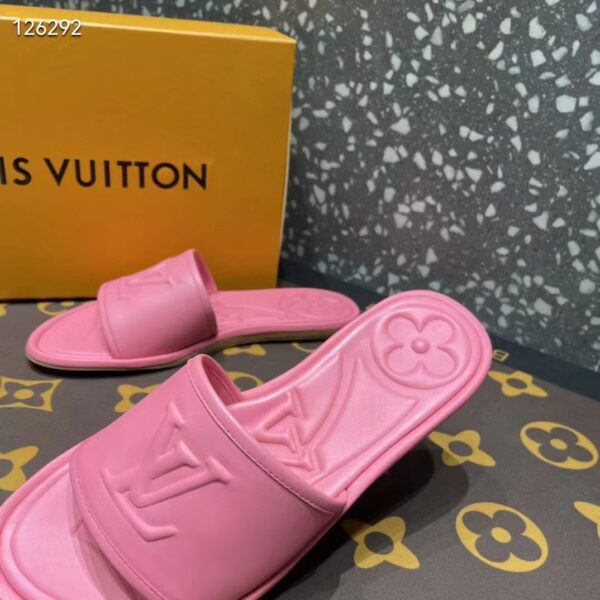 Louis Vuitton LV Women Magnetic Flat Mule Fuchsia Pink Lambskin Leather Outsole (5)