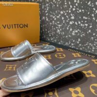 Louis Vuitton LV Women Magnetic Flat Mule Silver Lambskin Leather Outsole (5)