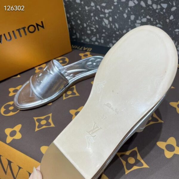 Louis Vuitton LV Women Magnetic Flat Mule Silver Lambskin Leather Outsole (2)