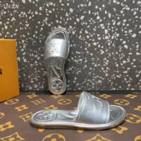 Louis Vuitton LV Women Magnetic Flat Mule Silver Lambskin Leather Outsole (5)