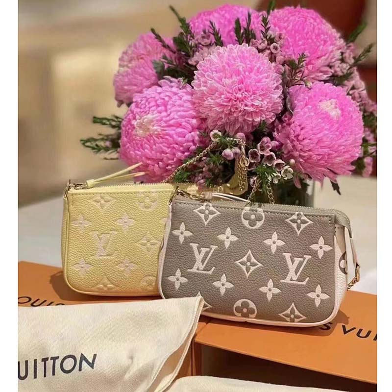 LOUIS VUITTON MONOGRAM EMPREINTE MINI POCHETTE CREME GREEN LIMITED