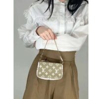 Louis Vuitton LV Women Mini Pochette Accessoires Green Monogram Empreinte Embossed Supple Grained Cowhide (3)