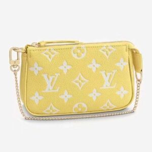 Louis Vuitton LV Women Mini Pochette Accessoires Yellow Monogram Empreinte Embossed Supple Grained Cowhide