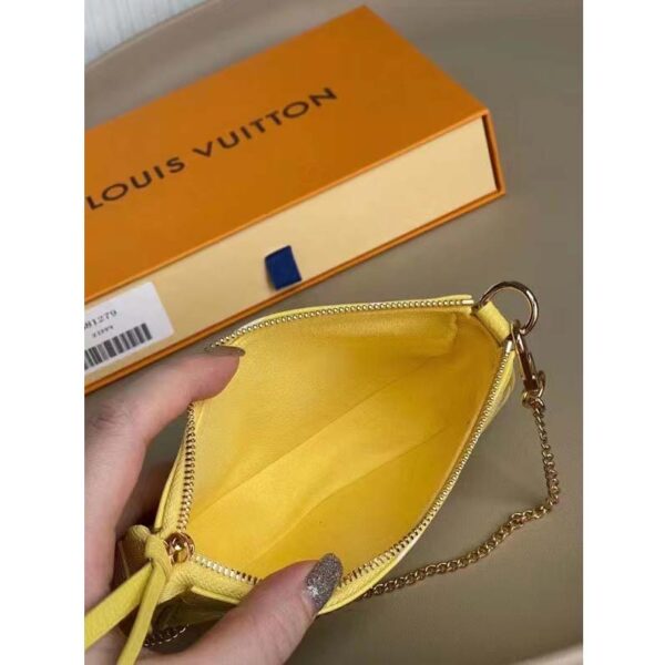 Louis Vuitton LV Women Mini Pochette Accessoires Yellow Monogram Empreinte Embossed Supple Grained Cowhide (12)