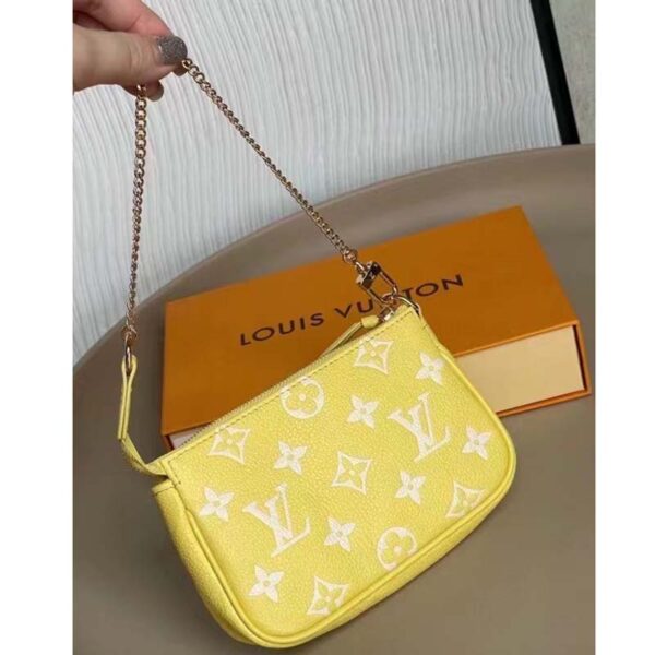 Louis Vuitton LV Women Mini Pochette Accessoires Yellow Monogram Empreinte Embossed Supple Grained Cowhide (3)