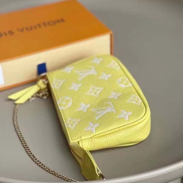 Louis Vuitton LV Women Mini Pochette Accessoires Yellow Monogram Empreinte Embossed Supple Grained Cowhide (4)