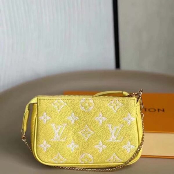 Louis Vuitton LV Women Mini Pochette Accessoires Yellow Monogram Empreinte Embossed Supple Grained Cowhide (5)