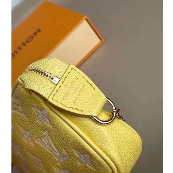 Louis Vuitton LV Women Mini Pochette Accessoires Yellow Monogram Empreinte Embossed Supple Grained Cowhide (6)