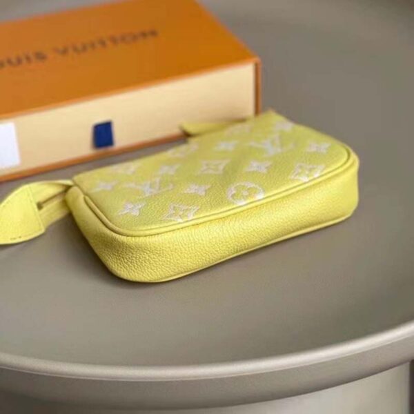 Louis Vuitton LV Women Mini Pochette Accessoires Yellow Monogram Empreinte Embossed Supple Grained Cowhide (7)