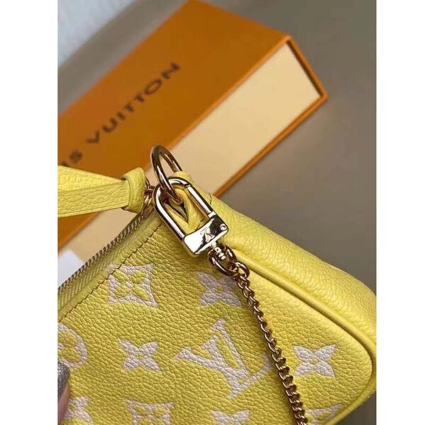 Louis Vuitton LV Women Mini Pochette Accessoires Yellow Monogram Empreinte Embossed Supple Grained Cowhide (8)