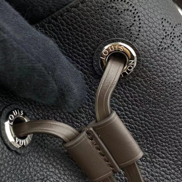 Louis Vuitton LV Women Muria Bucket Bag Black Mahina Perforated Calf Leather (10)