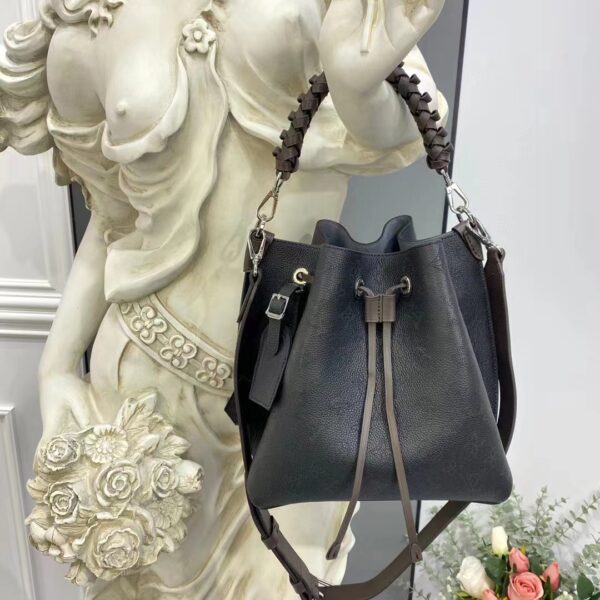 Louis Vuitton LV Women Muria Bucket Bag Black Mahina Perforated Calf Leather (13)