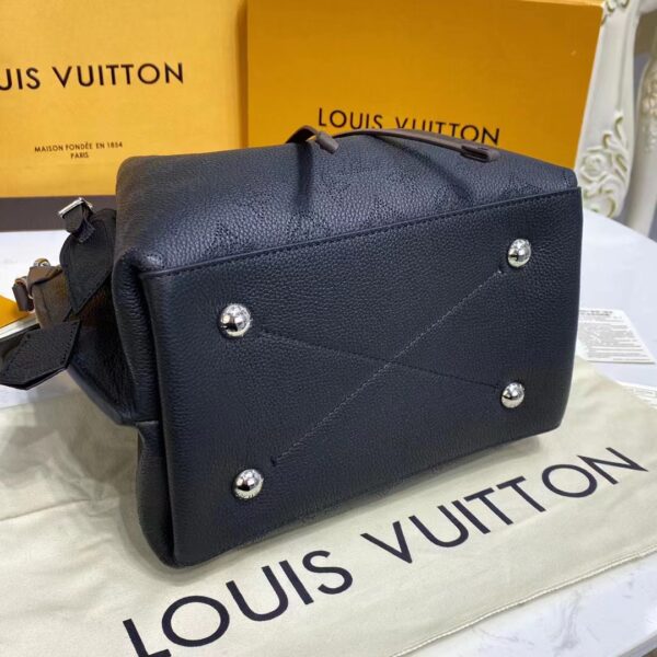 Louis Vuitton LV Women Muria Bucket Bag Black Mahina Perforated Calf Leather (15)