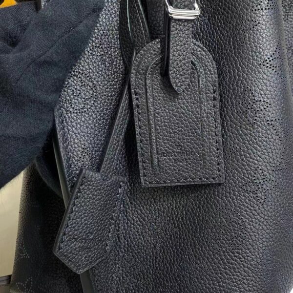 Louis Vuitton LV Women Muria Bucket Bag Black Mahina Perforated Calf Leather (4)