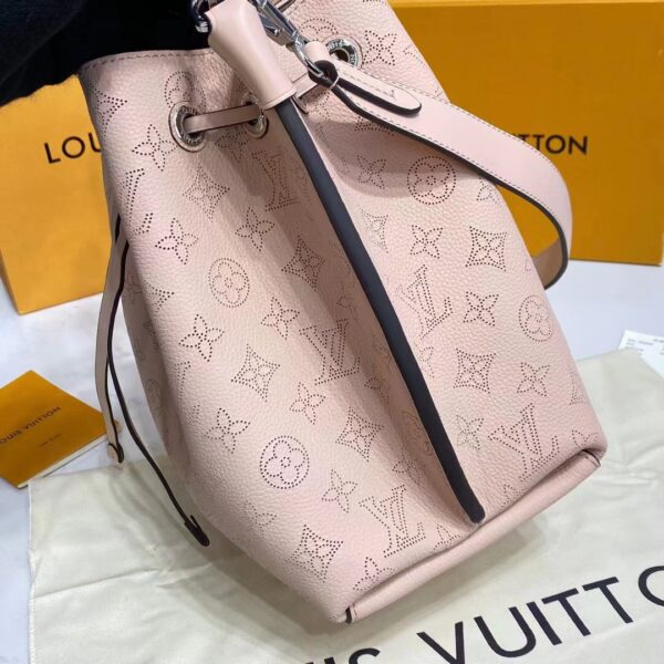 Louis Vuitton LV Women Muria Bucket Bag Galet Gray Mahina Perforated Calf Leather (10)