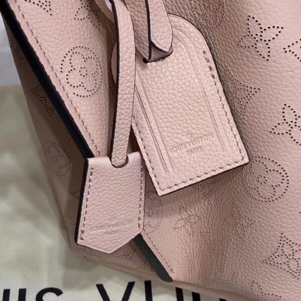 Louis Vuitton LV Women Muria Bucket Bag Galet Gray Mahina Perforated Calf Leather (12)