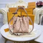 Louis Vuitton LV Women Muria Bucket Bag Galet Gray Mahina Perforated Calf Leather - Image 3
