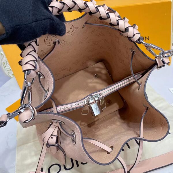 Louis Vuitton LV Women Muria Bucket Bag Galet Gray Mahina Perforated Calf Leather (18)
