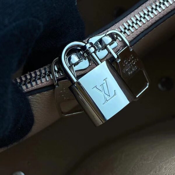 Louis Vuitton LV Women Muria Bucket Bag Galet Gray Mahina Perforated Calf Leather (5)