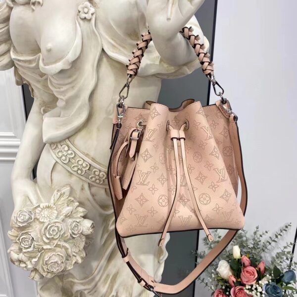 Louis Vuitton LV Women Muria Bucket Bag Galet Gray Mahina Perforated Calf Leather (9)