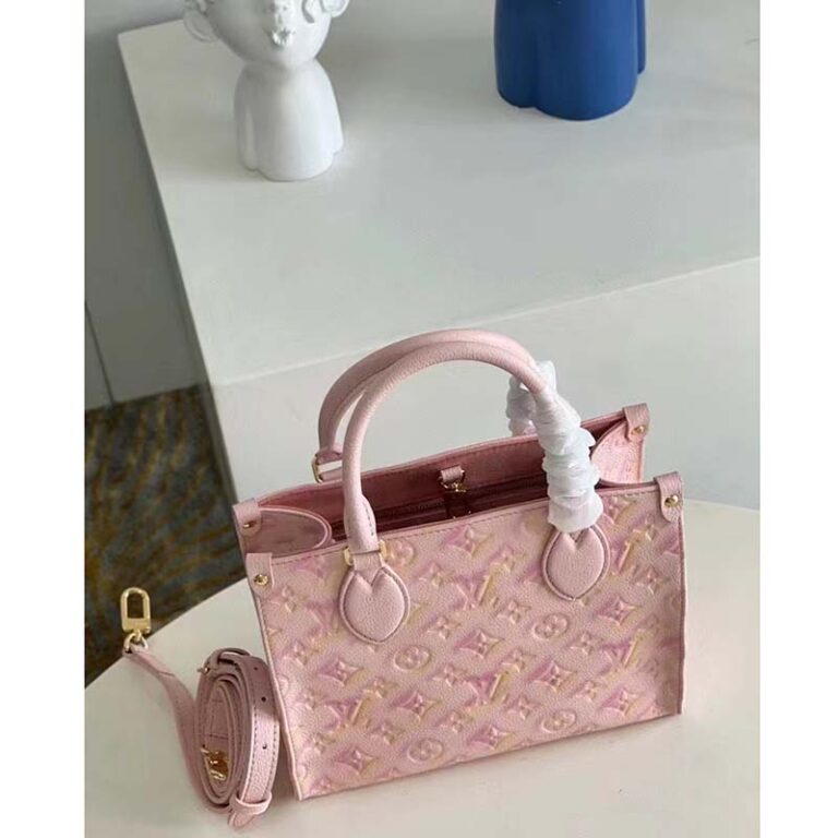 Louis Vuitton LV Women OnTheGo PM Tote Bag Pink Sprayed Embossed