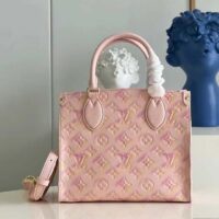 Louis Vuitton LV Women OnTheGo PM Tote Bag Pink Sprayed Embossed Grained Cowhide (7)