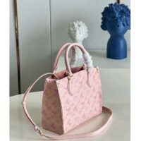 Louis Vuitton LV Women OnTheGo PM Tote Bag Pink Sprayed Embossed Grained Cowhide (7)