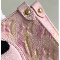 Louis Vuitton LV Women OnTheGo PM Tote Bag Pink Sprayed Embossed Grained Cowhide (7)