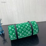 Louis Vuitton LV Unisex Papillon Handbag Green Monogram Jacquard Velvet Cowhide Leather - Imagen 4