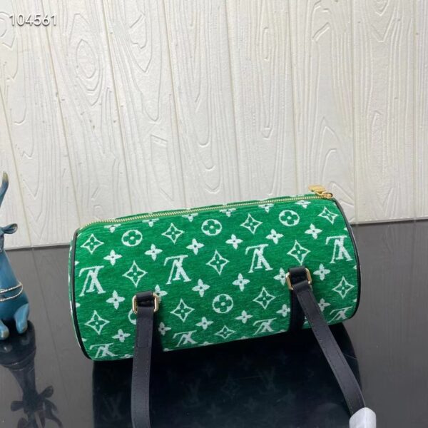 Louis Vuitton LV Women Papillon Handbag Green Monogram Jacquard Velvet Cowhide Leather (10)