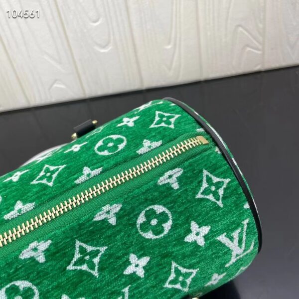 Louis Vuitton LV Women Papillon Handbag Green Monogram Jacquard Velvet Cowhide Leather (11)