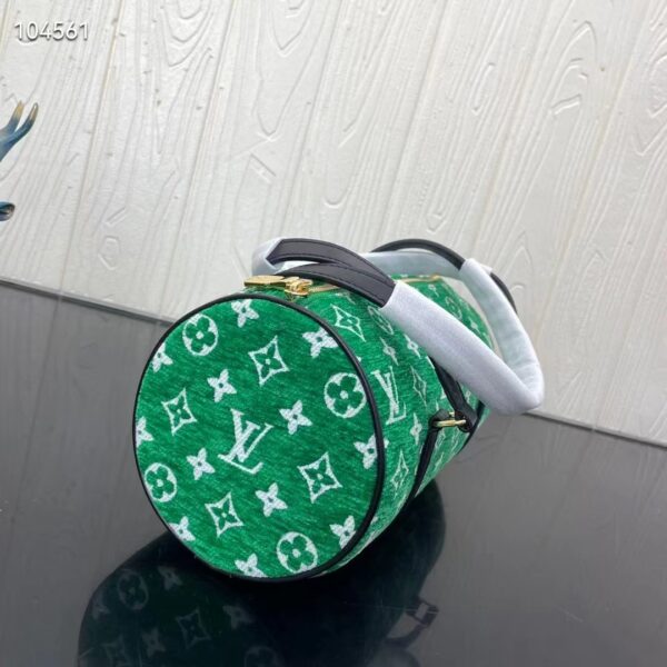 Louis Vuitton LV Women Papillon Handbag Green Monogram Jacquard Velvet Cowhide Leather (4)