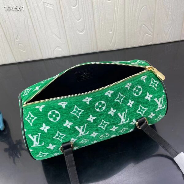 Louis Vuitton LV Women Papillon Handbag Green Monogram Jacquard Velvet Cowhide Leather (8)
