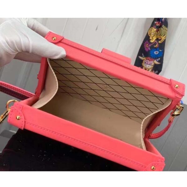 Louis Vuitton LV Women Petite Malle Handbag Fluo Pink Tufted Grained Calfskin Leather (1)