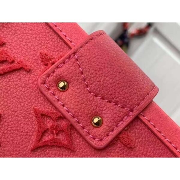 Louis Vuitton LV Women Petite Malle Handbag Fluo Pink Tufted Grained Calfskin Leather (10)